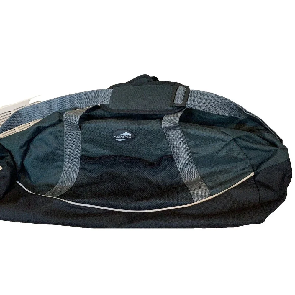 Set of 3 American Tourister Duffle Bags Black/Green Water-Resistant 21